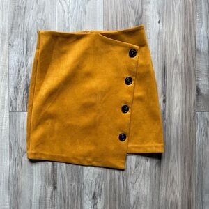 Potter's Pot Gold Asymmetrical Pencil Mini Skirt